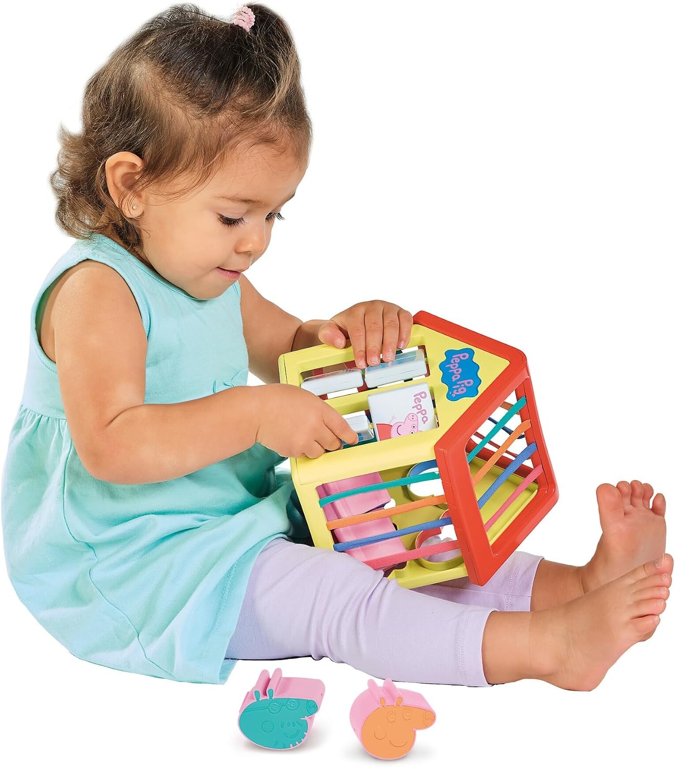 image:imageTOMY Toomies Grow with Peppa Pig  Peppas Activity House  Kids Activity Center with Sensory Shape Sorting and Color Matching Games  Includes 4 Peppa Pig Family Textured Blocks  18 Months and UpPeppas Activity House