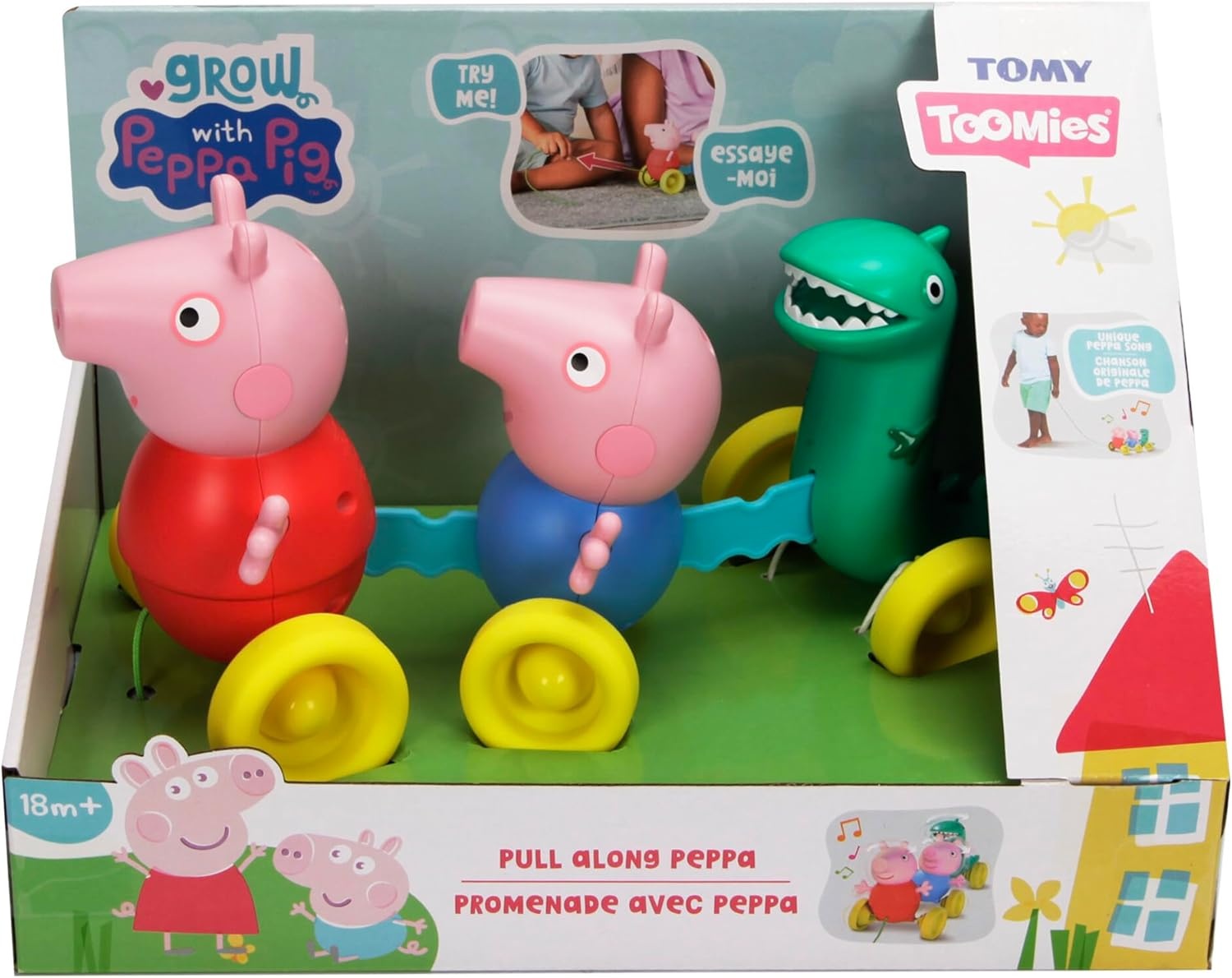 image:imageTOMY Toomies Grow with Peppa Pig  Peppas Activity House  Kids Activity Center with Sensory Shape Sorting and Color Matching Games  Includes 4 Peppa Pig Family Textured Blocks  18 Months and UpPull Along Peppa