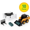 image:imageTOMY John Deere Skid Steer Farm Set  116 Scale  Officially Licensed  Skid Steer with Lights and Sounds Interchangeable Bucket and Fork Hay Bales Steer and Fence indoor outdoor play