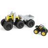 image:imageTOMY Monster Treads John Deere Roaring Rev Up Hauler Monster Truck Toy Set  Includes Monster Truck Trailer and John Deere Gator  Construction Toys with Hauling Action  3 Count
