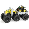 image:imageTOMY Monster Treads John Deere Roaring Rev Up Hauler Monster Truck Toy Set  Includes Monster Truck Trailer and John Deere Gator  Construction Toys with Hauling Action  3 Count