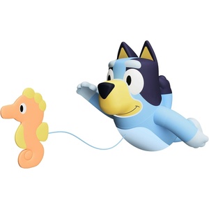 image:imageBluey Swimming Bath Toy by TOMY Toomies  Bluey Toys Includes Retractable Seahorse and Swims on Back or Front  Bath Beach or Pool Toys  Ages 18 Months and Up