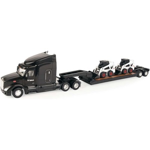 image:imageERTL 132 Big Roads Peterbilt 579 with Lowboy Trailer and 2 DieCast Bobcat S450 Skidloaders 47368