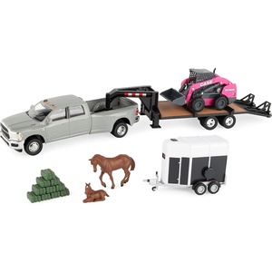 image:imageERTL 132 CASE SV340B Skid Steer on Flatbed Trailer with RAM Pickup amp Accessories