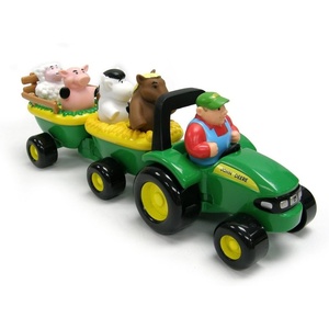 image:imageTOMY John Deere Animal Sounds Hayride Musical Tractor Toy  Musical Hayride and Farm Animal Toddler Toys  Includes Farmer Figure Tractor and 4 Farm Animals  Ages 18 Months and UpHayride Musical Tractor Toy