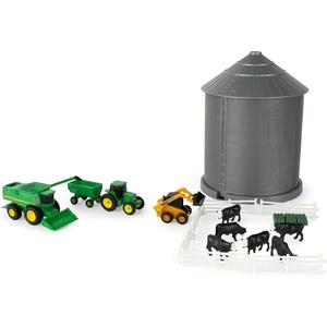 image:imageTOMY John Deere Farm Playset with Grain Bin  164 Scale  Includes Grain Bin John Deere Tractor Toys Skid Steer Farm Animal Toys and Fencing  Ages 3 Years and Up