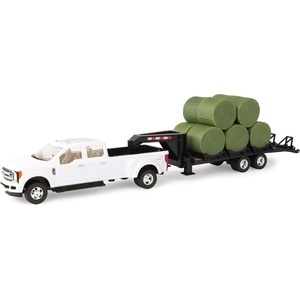 image:imageTOMY John Deere Ford Pickup with Gooseneck Trailer with Bales amp Bale Holder White Green Unisex Children