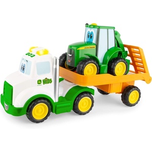 image:imageTOMY John Deere Lights amp Sounds Farmin Friends Hauling Set  Includes Toy Truck and Backhoe Tractor Toy for Indoor and Outdoor Play  Preschool Toys Ages 18 Months and Up