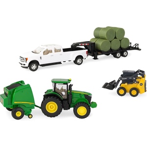 image:imageTOMY John Deere Round Bale Haying Set  132 Scale  Includes John Deere 7R Tractor 569 Round Baler and 381G Skid Steer Toy  Construction and Farm Toys  Ages 3 Years and Up