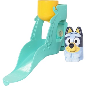 image:imageTOMY Toomies Blueys Water Slide  Includes Water Slide with Suction Cup Clip On Bucket and Bluey Figure  Interactive Toddler Bath Toys  Ages 18 Months and Up