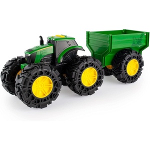 image:imageTOMY Monster Treads  John Deere Tractor Toy and Wagon  Includes Lights Sounds and Monster Truck Tires  John Deere Farm Toys  Ages 3 Years and UpTractor and Wagon